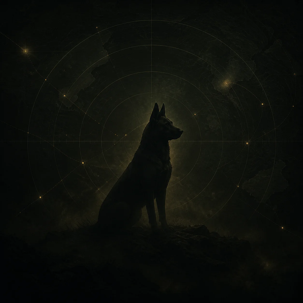 A dog and its community gathered together