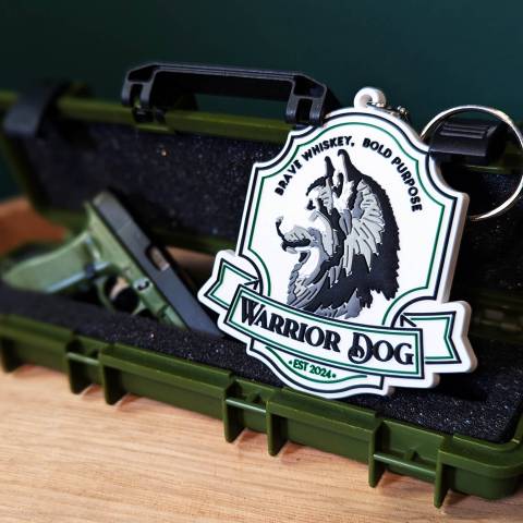 Warrior Dog Spirit Flexible PVC Keychain – Embossed Logo